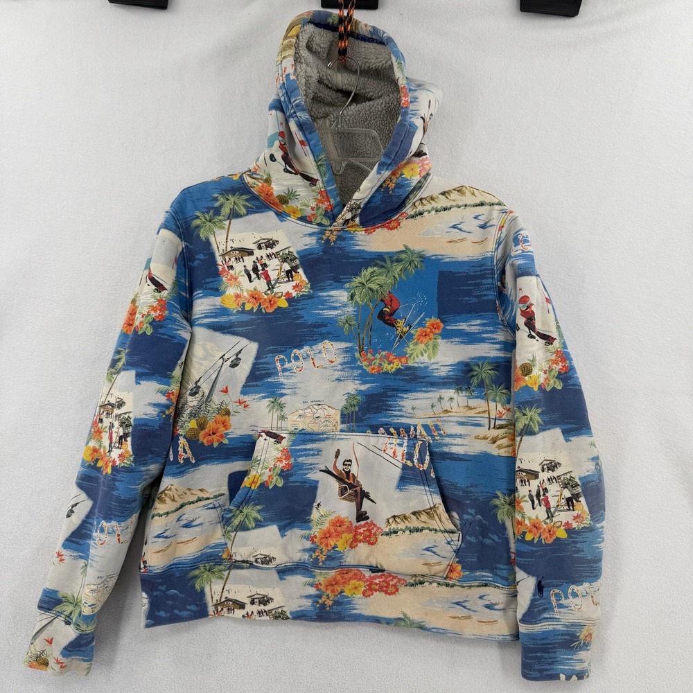 Polo Ralph Lauren Hoodie Boys L 14-16 Blue Ski Hawaii Sherpa Lined Fleece